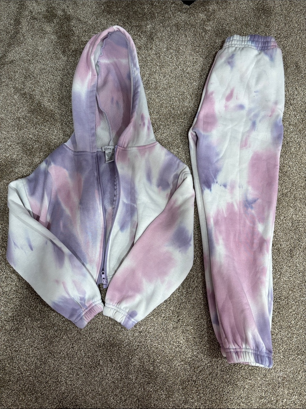 Olivia Kay Tie-Dye Pastel Hoodie & Jogger Set - size 8